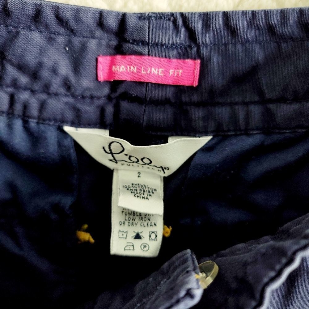 Vintage Lilly Pulitzer bee pants twill chinos navy embroidered 2 bugs bees retro - Picture 4 of 8